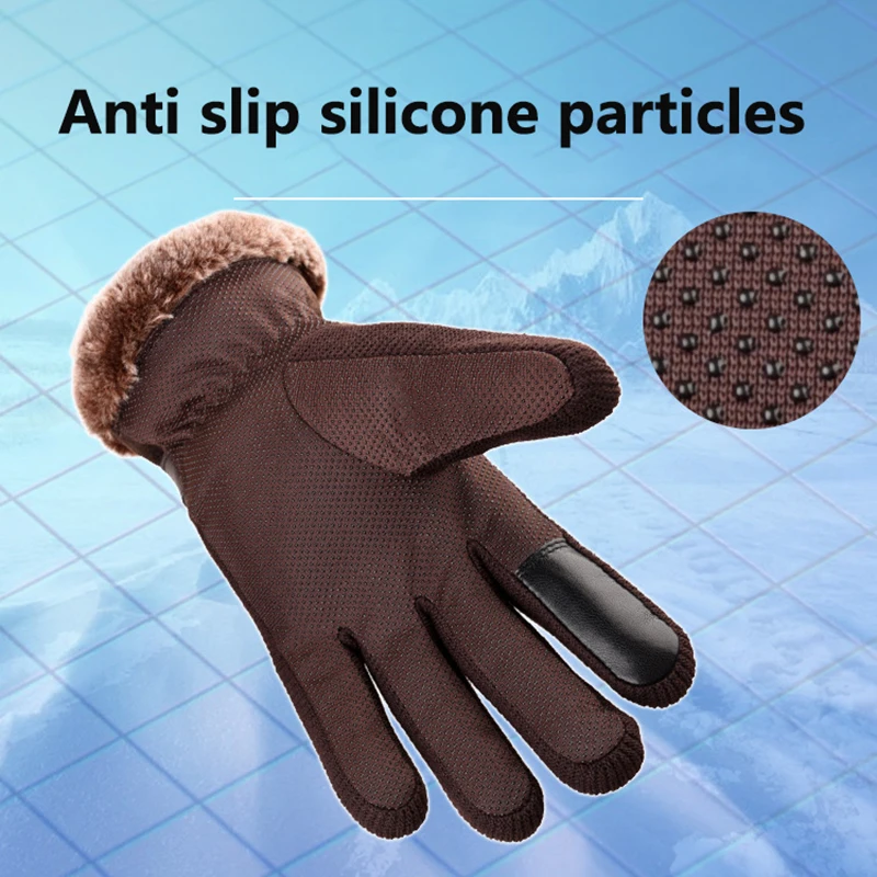 Gants en cuir à écran tactile pour hommes, mitaines décontractées, sports de plein air, doigt complet, chaud, hiver