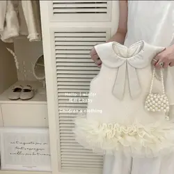 Girls' Little Fragrant Style Dress 2025 Autumn/Winter New Children's Baby Woolen Vest Princess Dress