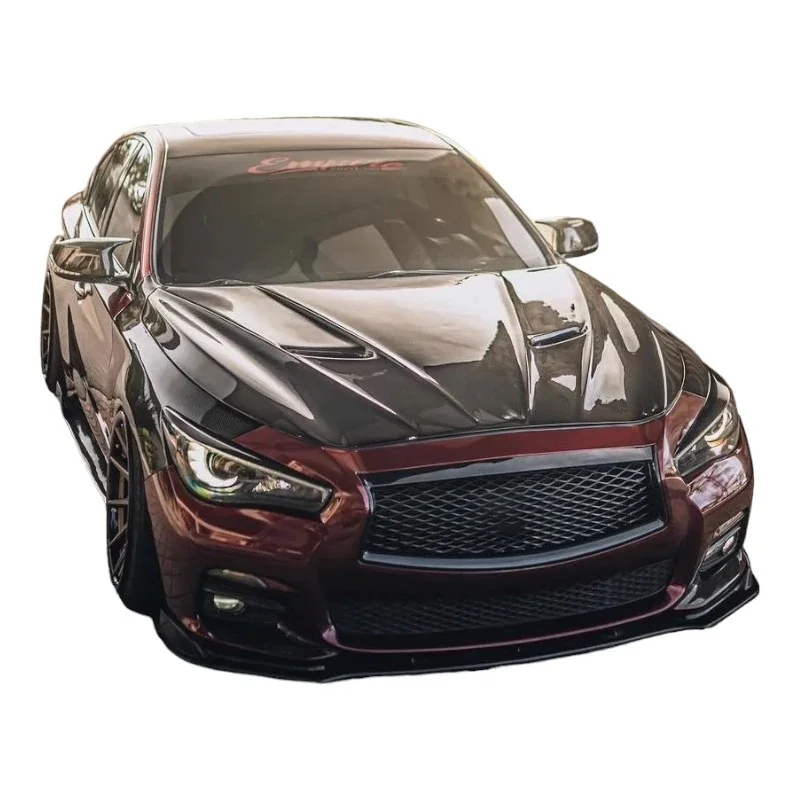 High qualityCarbon Fiber Fibre Front Engine Hood Vent Bonnet for Infiniti Q50 Q50s 2013+