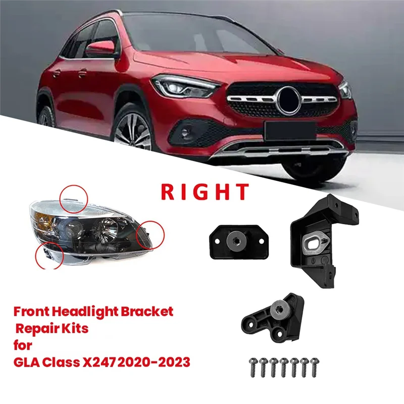 Classic-1Pair Car Front Headlight Bracket Repair Mount Kits For Mercedes-Benz GLA Class X247 2020-2023 A2478202503 A2478202603