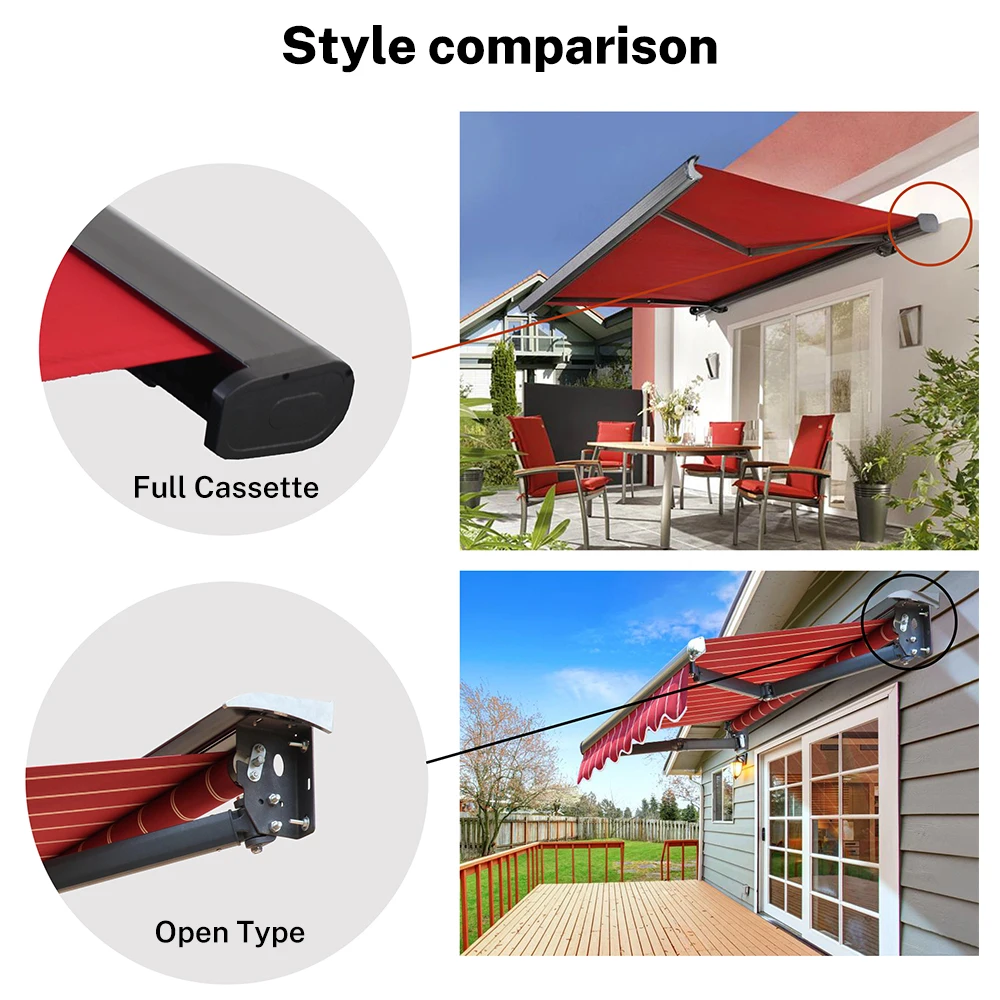 Draw Shade Sunshade Outdoor Waterproof Sail Awning Canopy Retractable Full Cassette Awnings