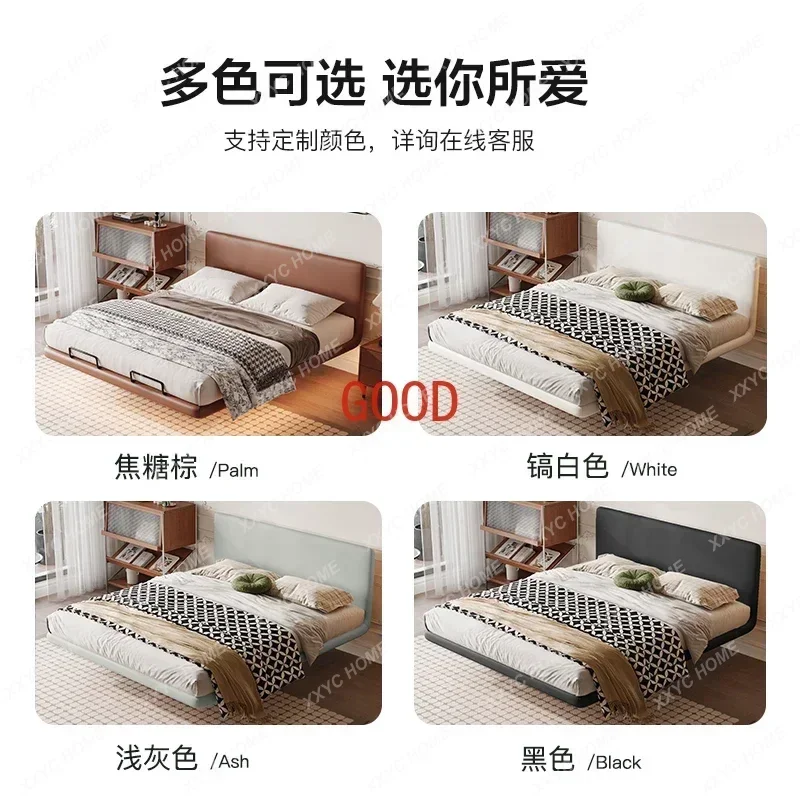 Electric features leather bed minimalist suspension Internet celebrity cream wind