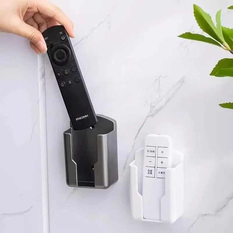 Self Adhesive No Drill Remote Control Holder Wall Mount Storage Box for TV Air‑Conditioner Home Bathroom Living Room Organizer