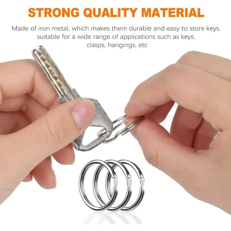 20/200pcs 스테인레스 스틸 열쇠 고리 열쇠 고리 25mm 라운드 플랫 라운드 분할 키 체인 DIY 결과에 대 한 세련 된 금속 빈 원형