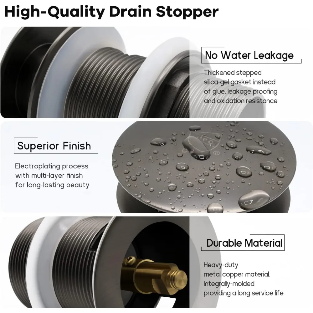 تصريف حوض الاستحمام قائم بذاته مع سدادة منبثقة، رمادي فضاء، معتمد، تركيبات حمام حديثة للحوض #3