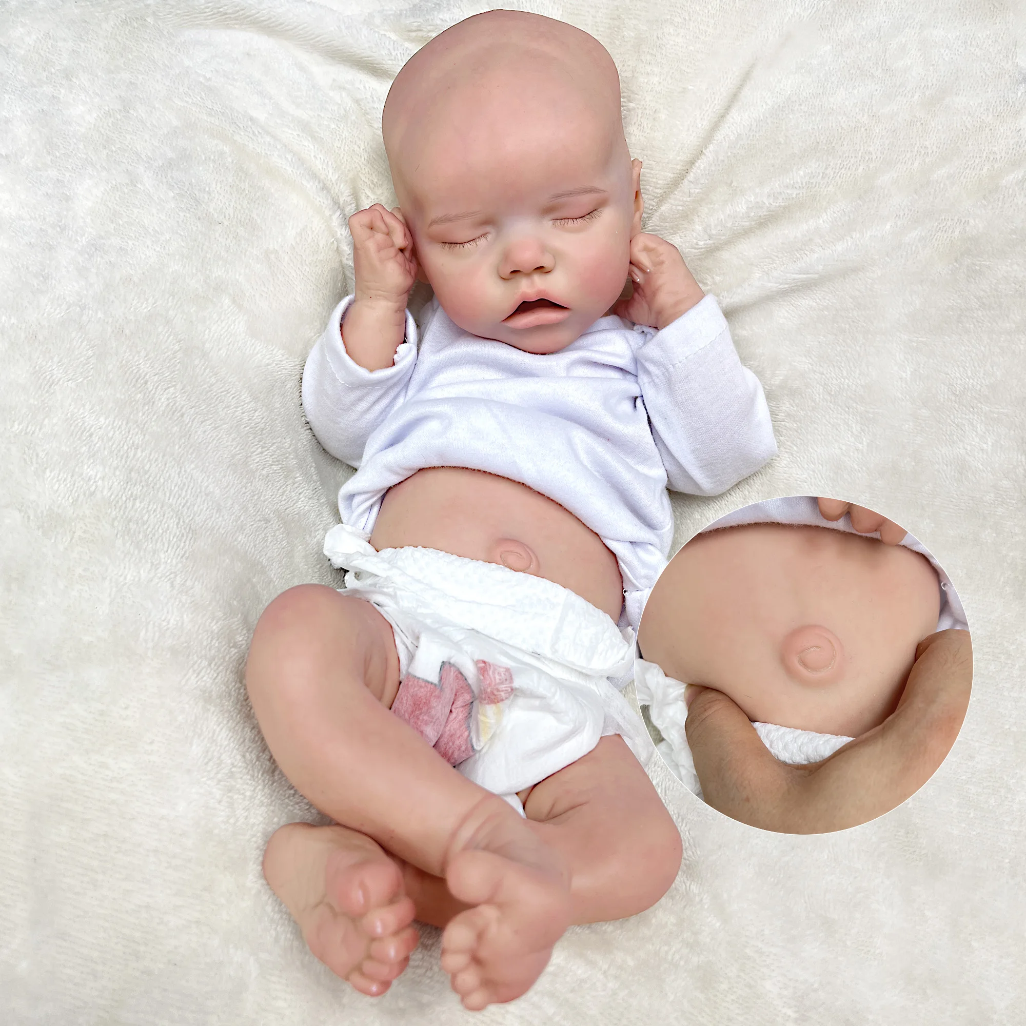 43CM Full Body Soft Solid Silicone Twins Bebe Reborn Girl 3D Painted Lifelike Real Dolls Boneca Reborn Corpo De Silicone Doll