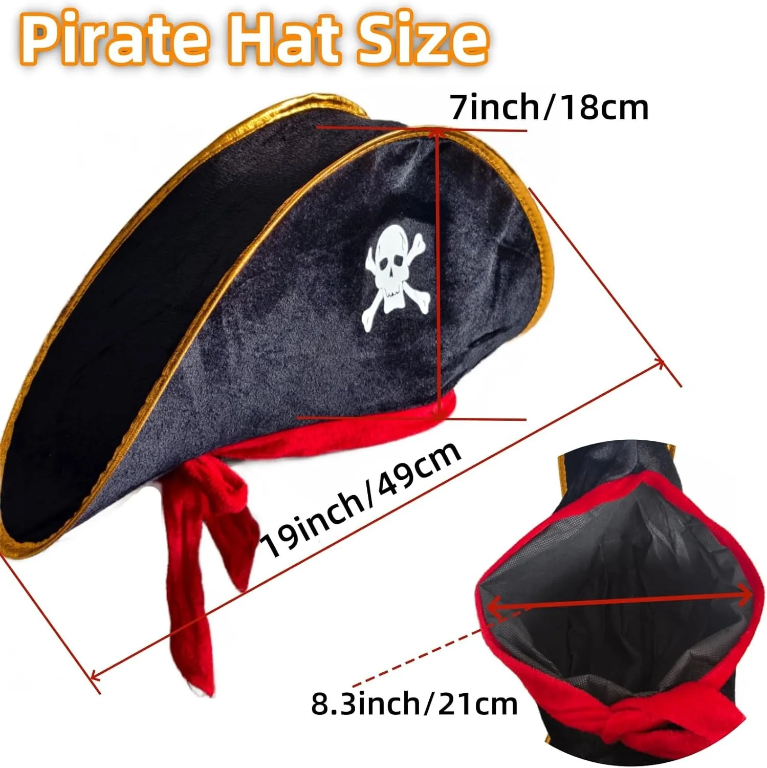 3 pçs chapéu de pirata & ombro recheado papagaio & remendos de olho, acessórios de fantasia de pirata remendo de impressão de caveira para mulher homens crianças adultos