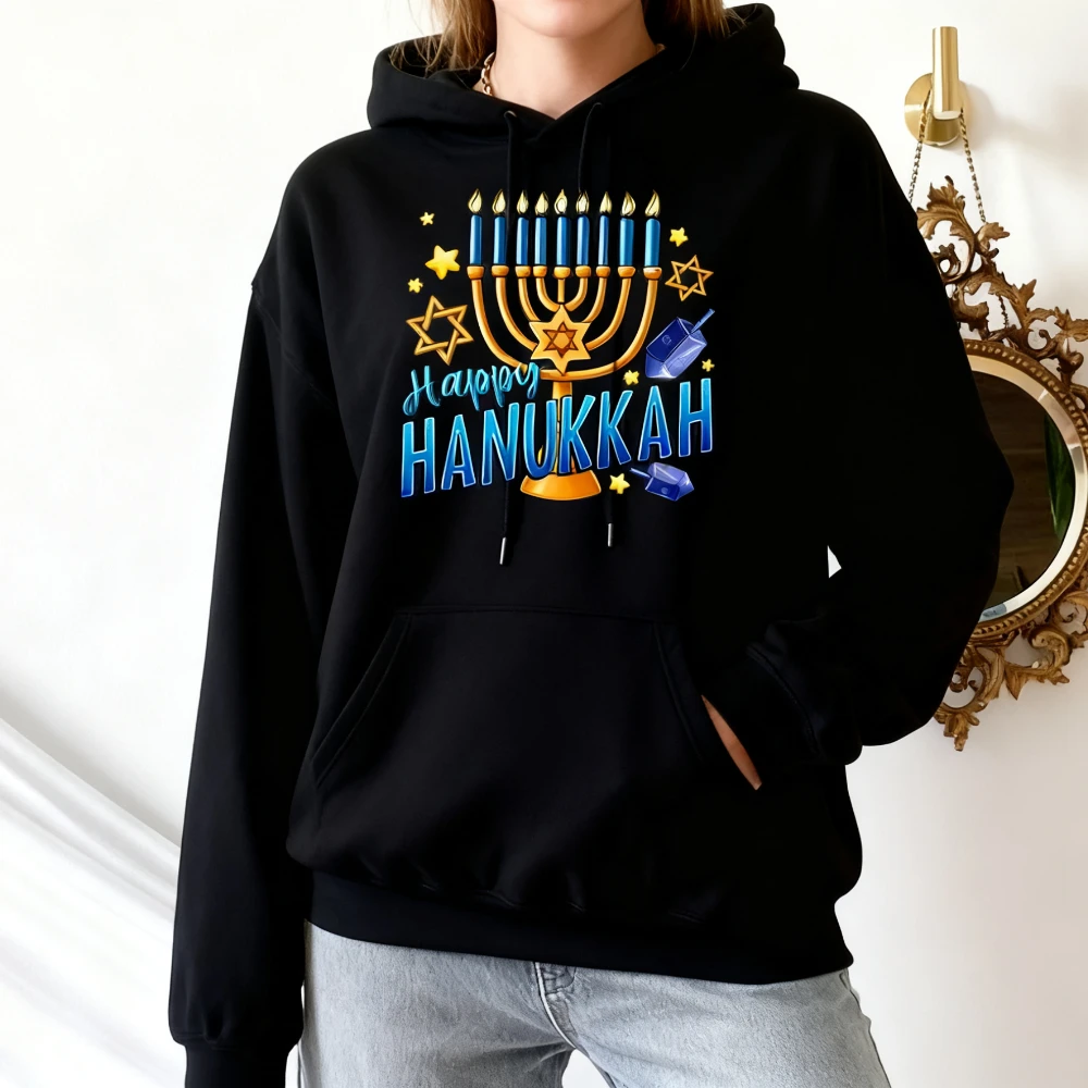 

Толстовка «Счастливая Ханука», еврейская праздничная одежда для меноры, мужские и женские повседневные праздничные костюмы, 2025 год, хит продаж, толстовки с капюшоном