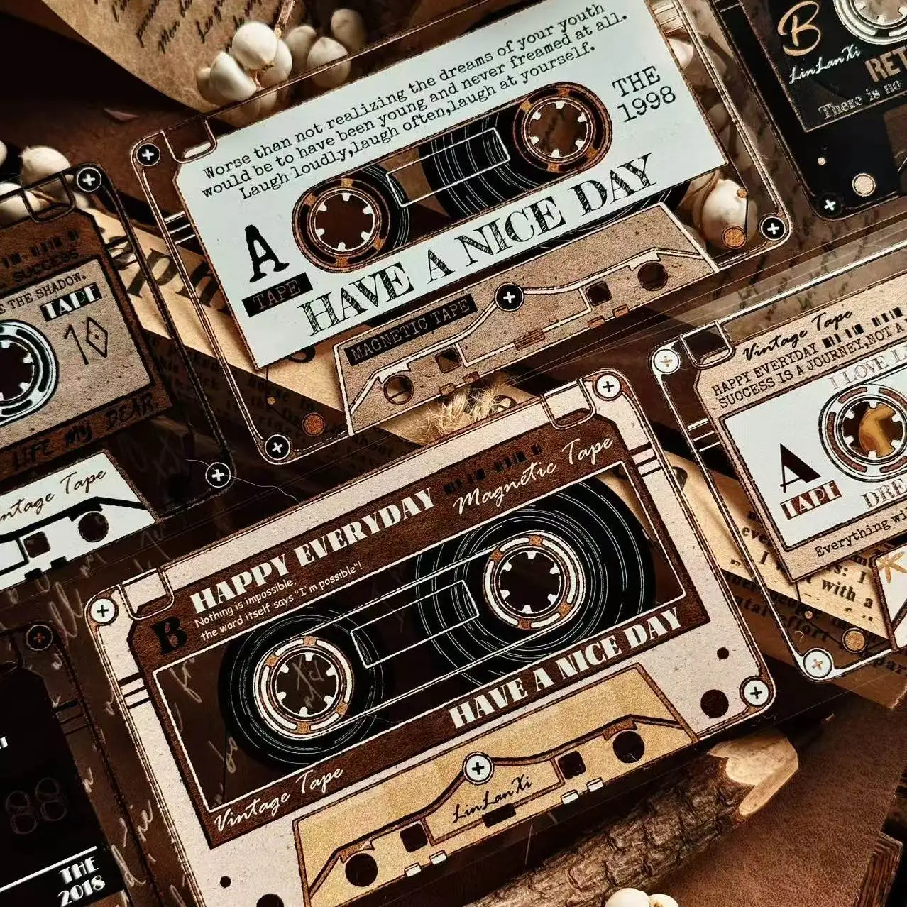 60mm*5m Vintage Magnetic Tape Pattern Landscape PET Tape Creative DIY Journal Material Collage Scrapbooking Stationery