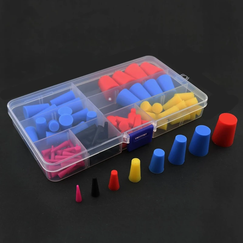 ABKD 105Pcs High Temperature Silicone Protection Plug Set 8 Sizes Colorful Tapered Silicone Plugs For Powder Coating