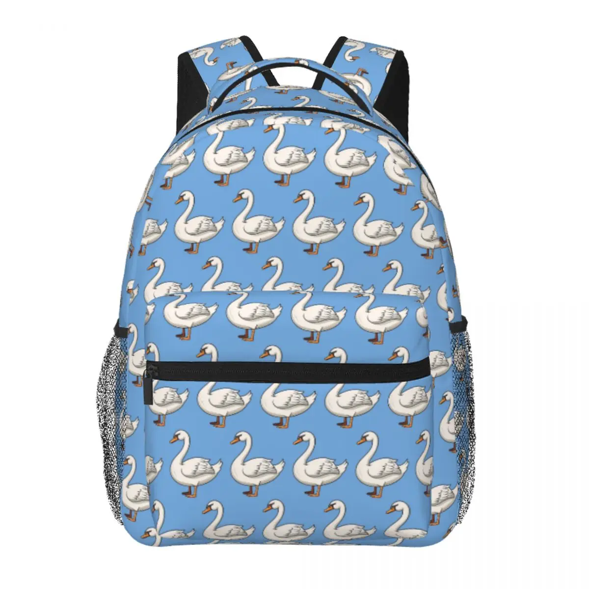 

A White Swan Backpack Student Boys Girls BookBag Kids School Bag Computer Shoulder Bags for Men Women