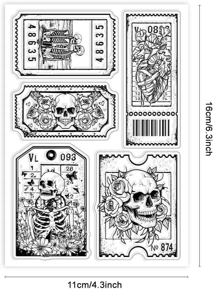 2024 New Halloween label stamp Clear Stamp for Scrapbooking Transparent Silicone Rubber DIY Photo Album Decor