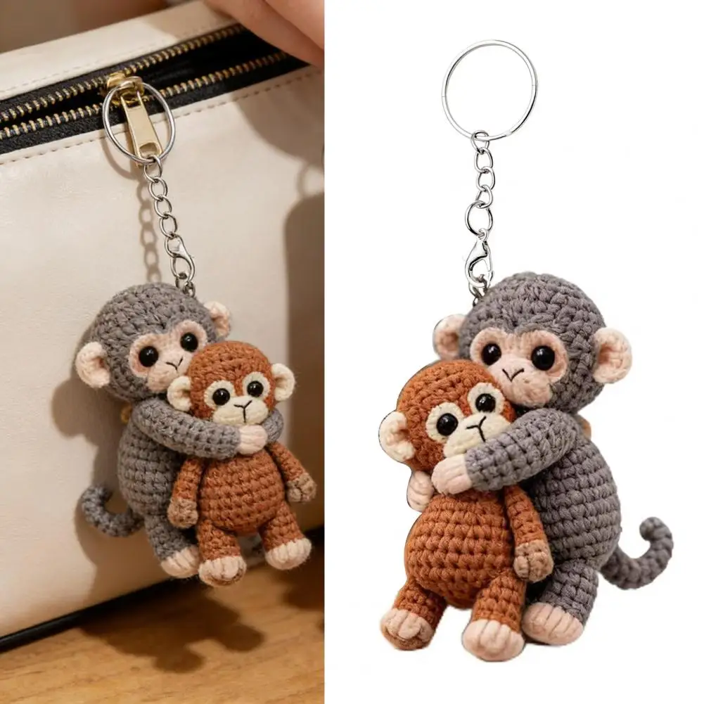 

Crochet Monkey Keychain Handmade Knitted High-quality Wool Toy for Backpack Purse Keys Gift for Family Friends