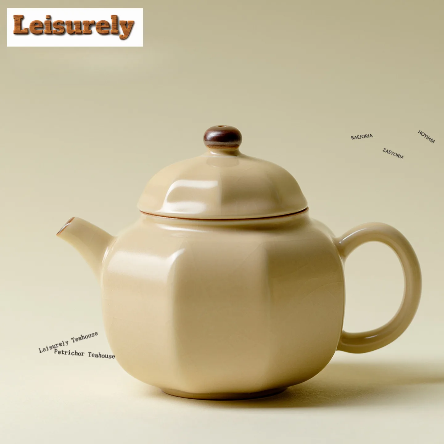 

160ml Ru Kiln Yellow Octagonal Teapot Ancient Tea Infuser Pot Household Tea Soaking Kettle With Ball Hole Tea Services Ornaments