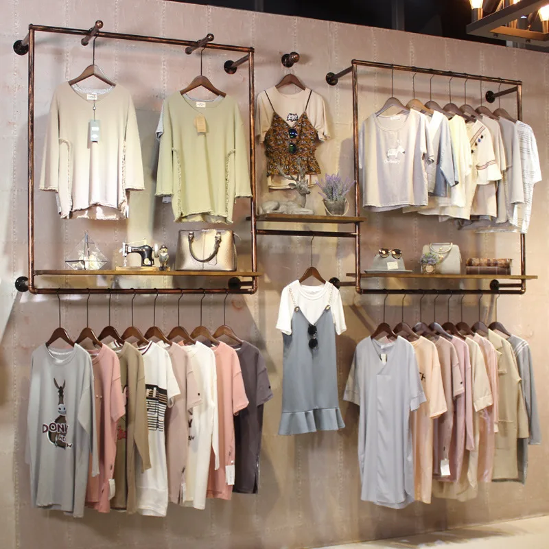 Clothing store display rack, rackfor clothes, floor-to-ceiling hanging clothesrack, women's clothingshelf, clothespole. 2