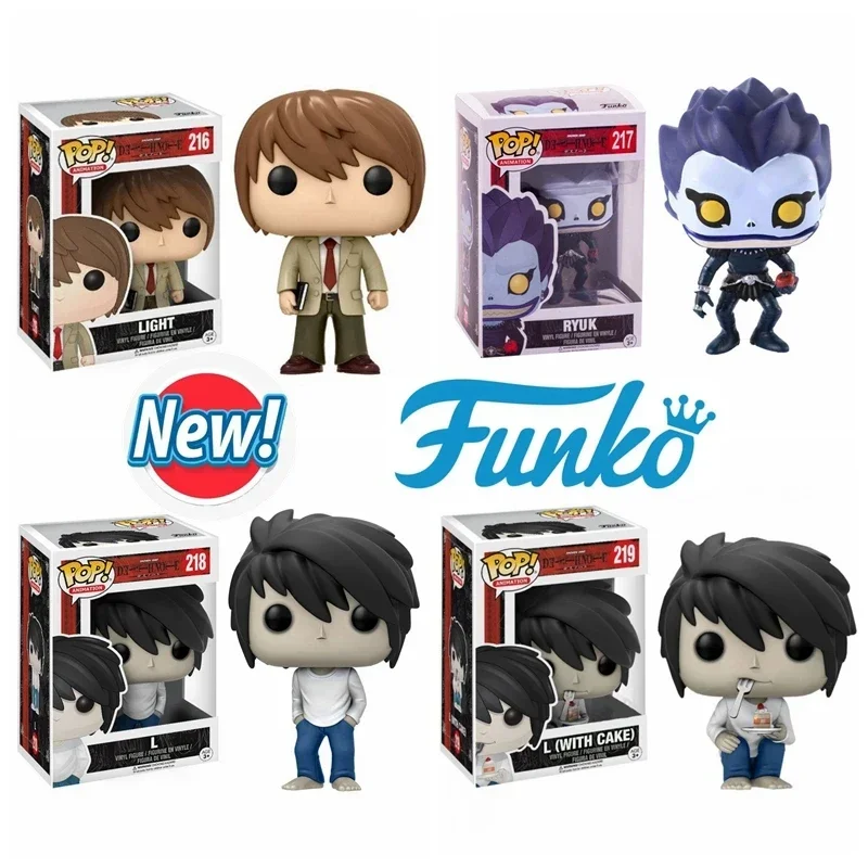 Luz de nota de morte de animação FUNKO POP # 216 RYUK # 217 # 218 L com Bolo # 219 boneco de ação brinquedo colecionável bonecas de vinil brinquedos de filme