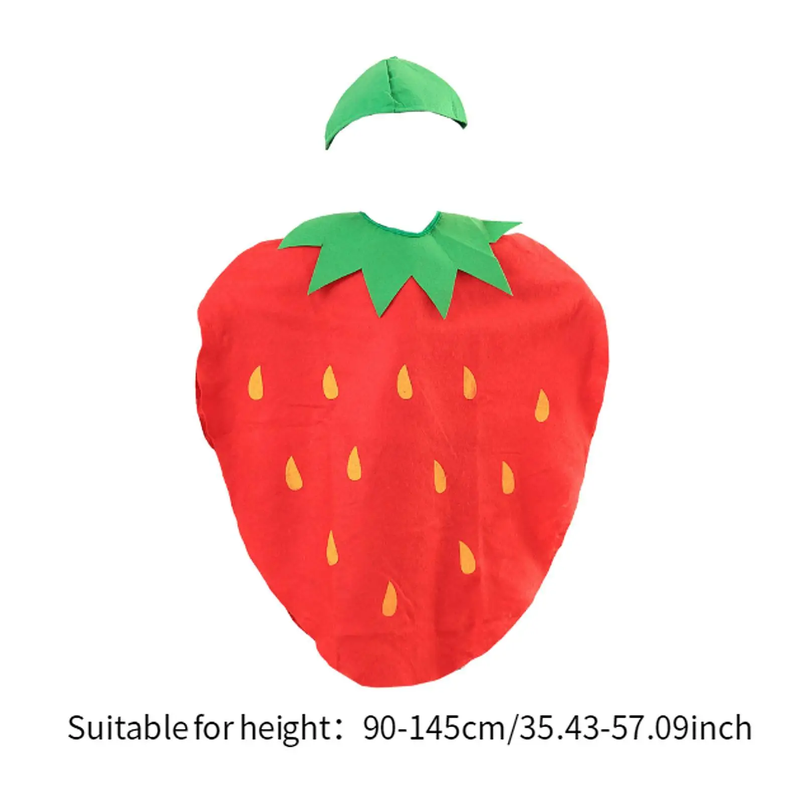 Fruit Costume Set Cute Strawberry Outfit Fancy Dress with Headpiece for Masquerade Themed Party Halloween Role Play Kids Adults