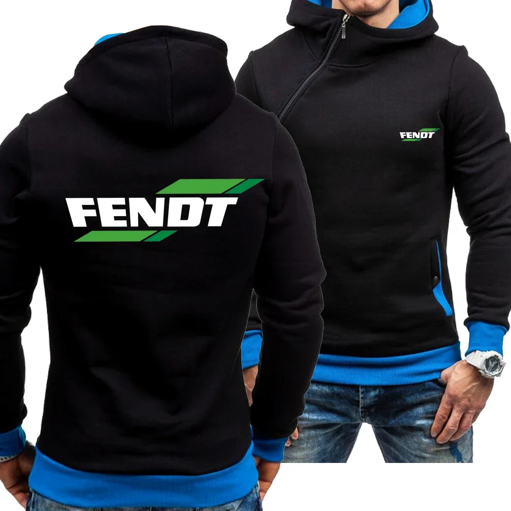 

New Men's Casual Spring Autumn Fendt Logo Hoodie Skew Zipper Long Sleeve Fashion Zip Hoody Sweatshirt Jacket 4 Colors