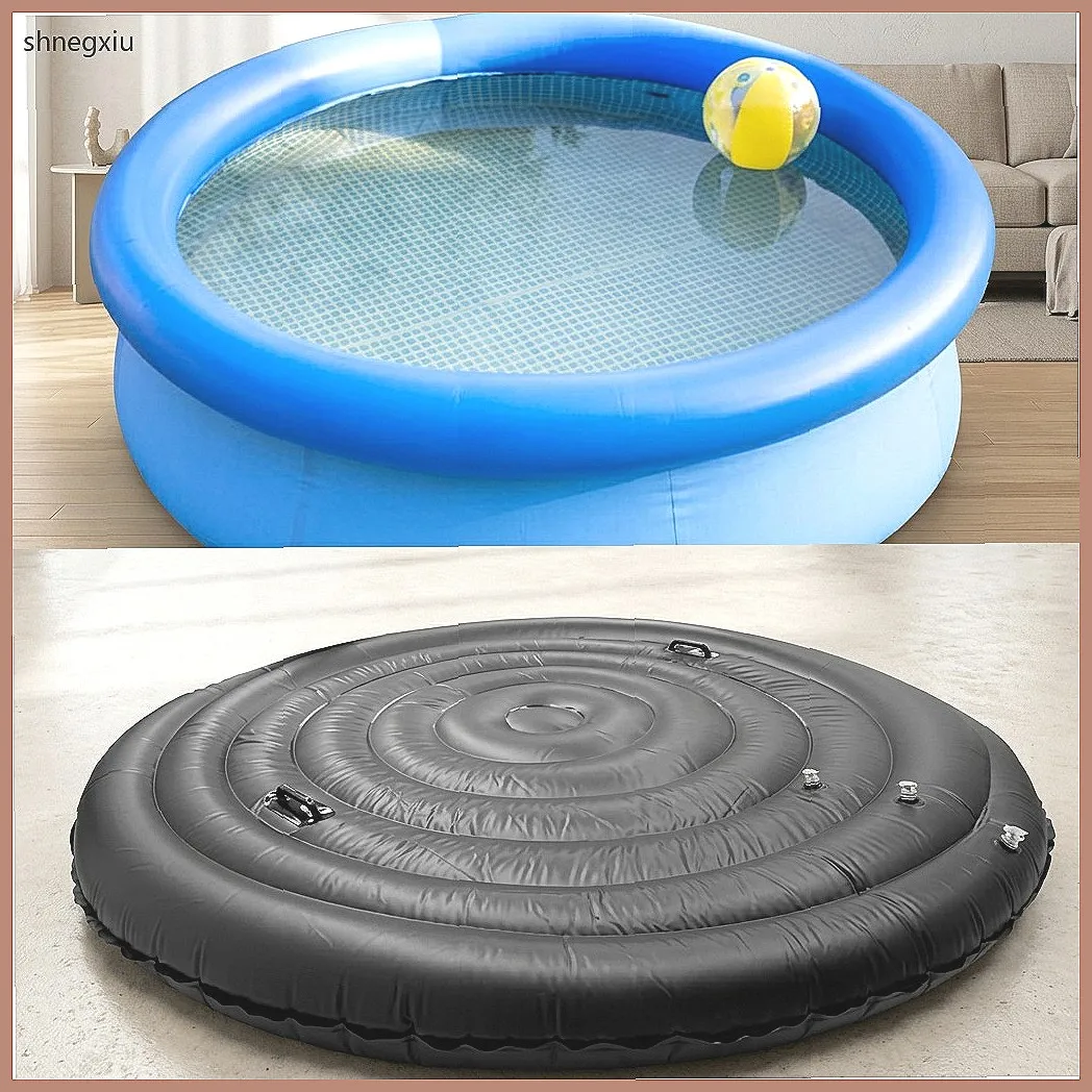 Inflatable Hot Tub Cover, Windproof Snow Rain Proof Insulated PVC Protective Cover with Handles for Outdoor Spa