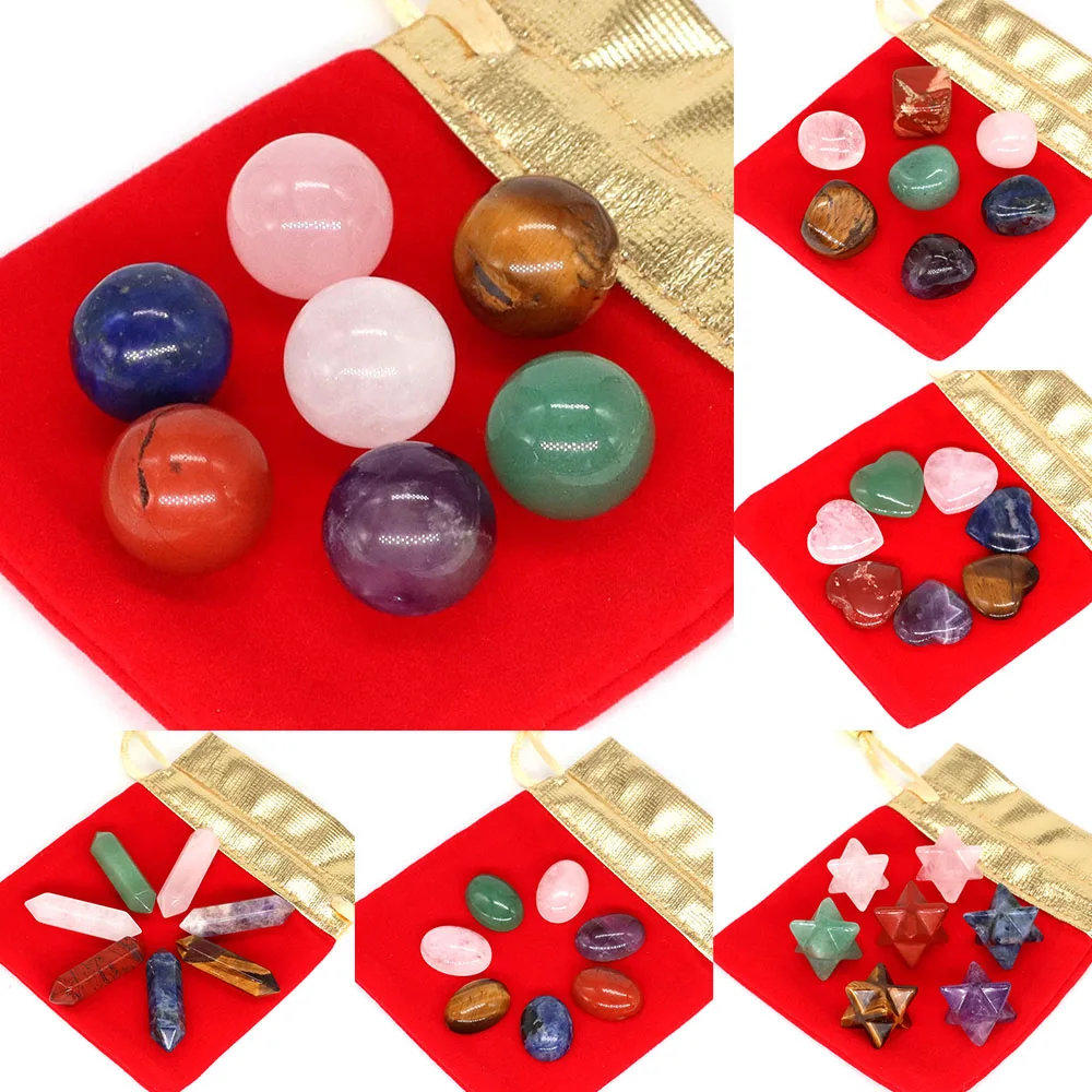 

7PCS/Set 7 Chakra Crystal Natural Stone Healing Gems Quartz Reiki Energy Mineral Home Decor Jewelry Accessories Meditation Gifts