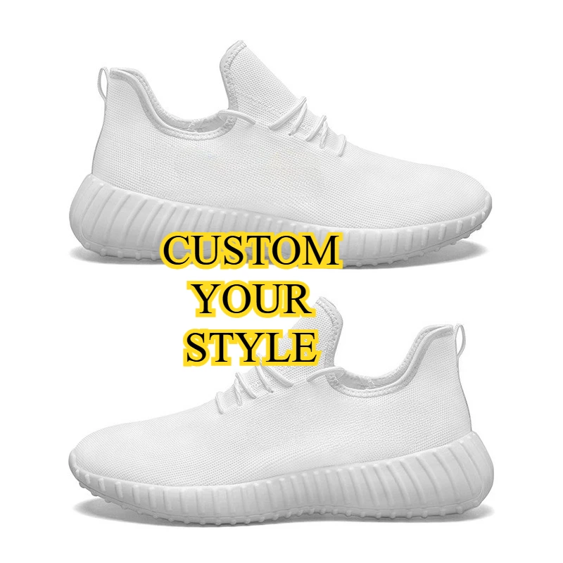 

Independent station hot sale customized pictures flying knit fashion coconut sports running shoes POD Yeezy customization