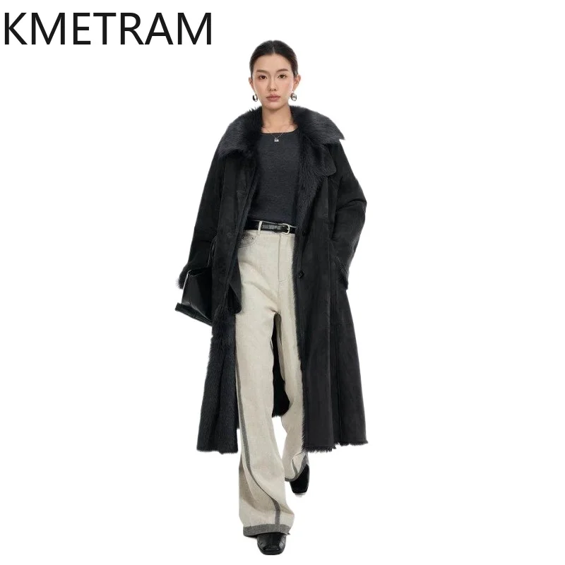 

KMETRAM Natural Tuscany Wool Sheepskin Coats Women Long Real Fur Coat 115cm Winter Outerwears Woman Clothing 2026 шуба женская