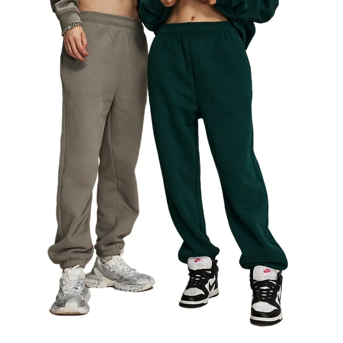 Logotipo personalizado2024 novo outono e inverno masculino e feminino velo 400g algodão poliéster velo engrossado leggings casuais