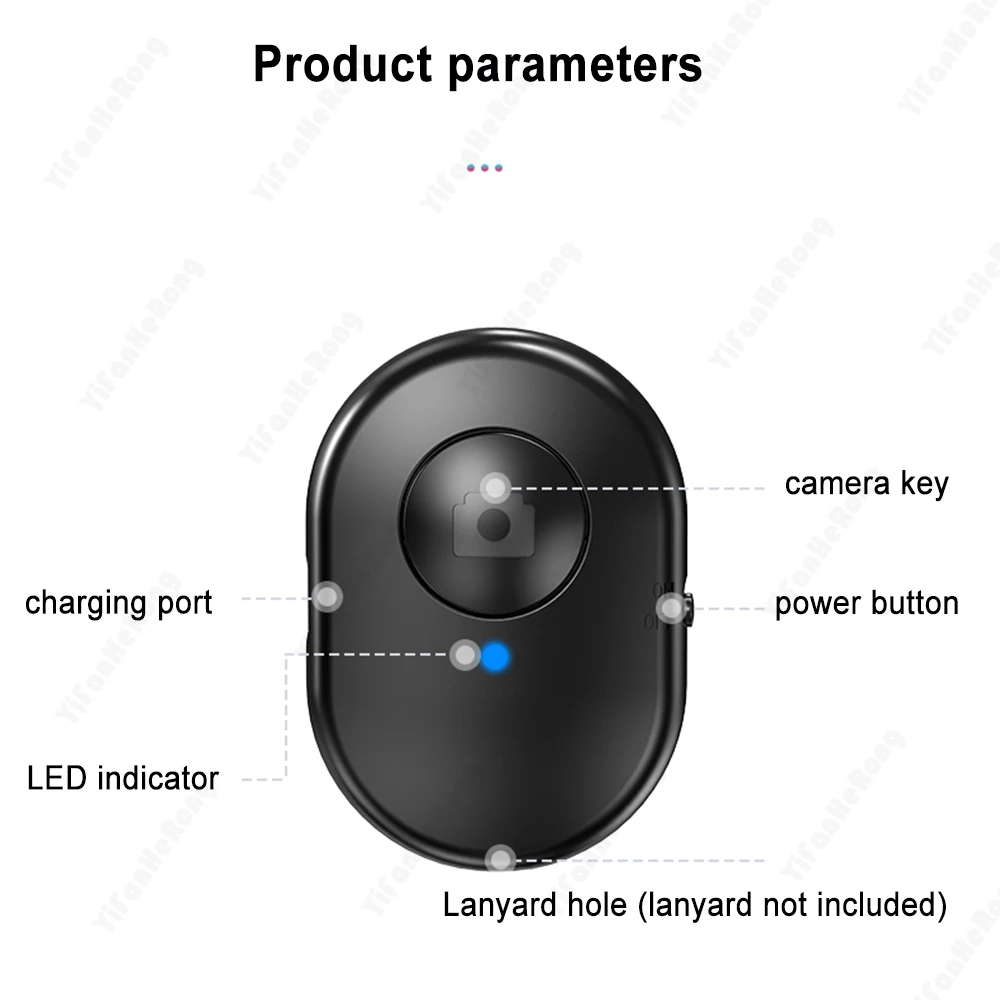 Wireless Remote Controller Bluetooth-Compatible Rechargeable Self-timer Selfie Stick Shutter Release Photo Button for Smartphone