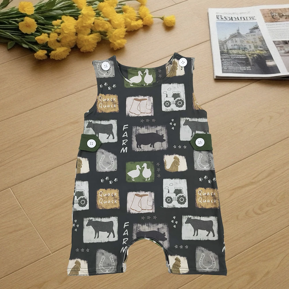 

9.1 Baby Boys Summer Rompers Baby Infant Boys Western Cow Boots Buttons Rompers