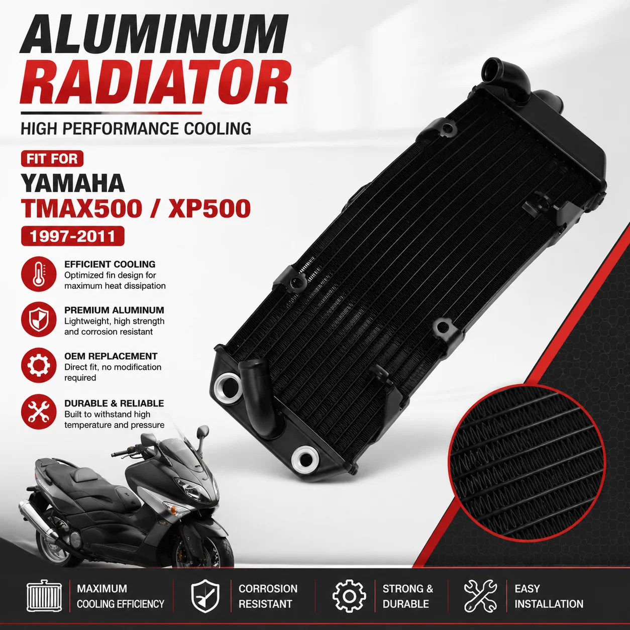 Fit for 2001 - 2026 YAMAHA TMAX500 TMAX530 TMAX560 Motorcycle Accessories Radiator Cooling Cooler TMAX 530 560 500 T-MAX 530