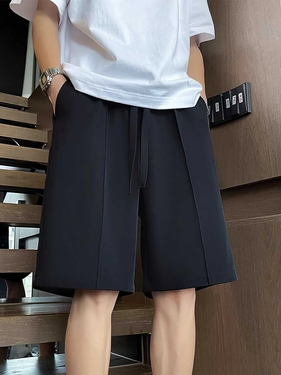 

Casual Ice Silk Men's ort Pants Summer Loose Fit Youth Sle Five-Quarter Length Faionable Outerwear Cool Sle Pure Color