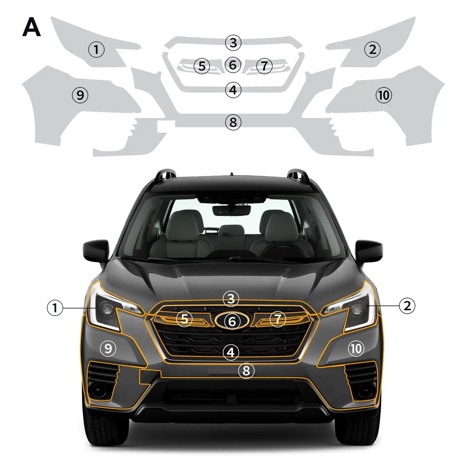 

8.5Mil Pre-cut PPF For Subaru Forester 2022-2024 TPU Bumper Clear Paint Protection Film Scratch-Resistant Exterior Accessories