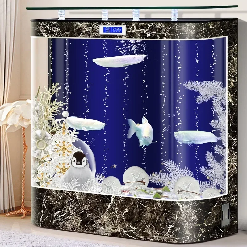 Fish Tank Living Room Floor Light Luxury Ecological Aquarium Back Filter Lazy Special Glass Fish Globe