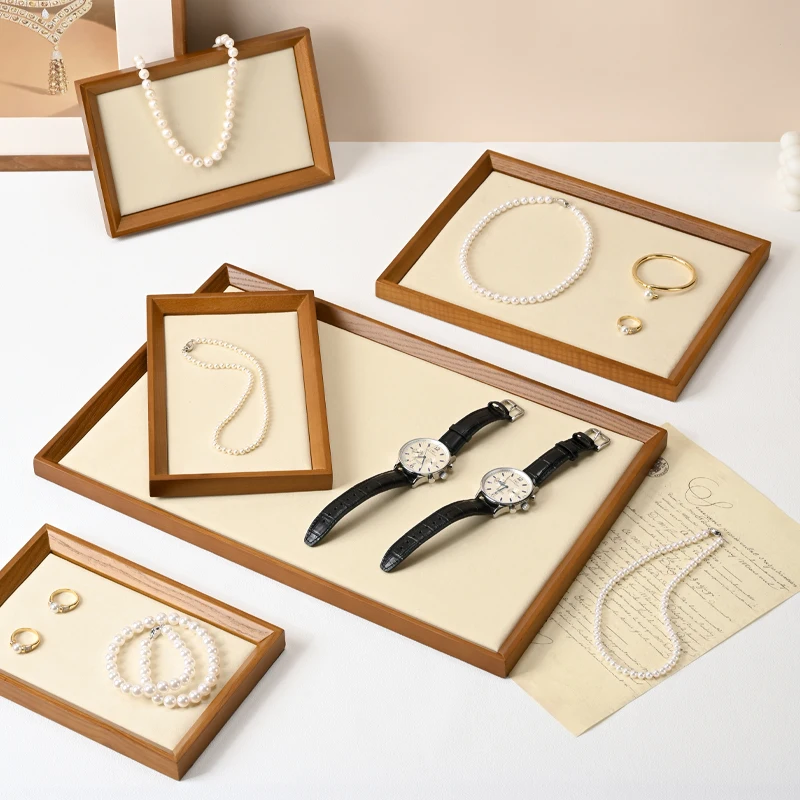 Oirlv Retro Solid Wood Jewelry Ring Jewelry Display Organizer Box Tray Holder Earring Jewelry Storage Case Showcase Drawer