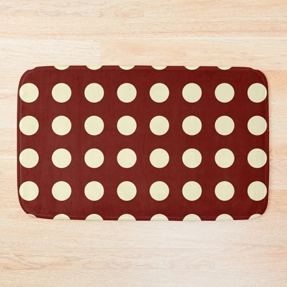 

Burgundy and Cream Polka Dots Bath Mat Carpet Carpet Carpet Non-Slip Pad Anti-Slip Shower Mat