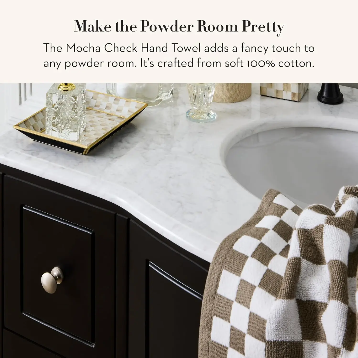 

Hand Towel, Cute Decorative Hand Towel for Bathroom and Kitchen, Brown-and White Mocha Check