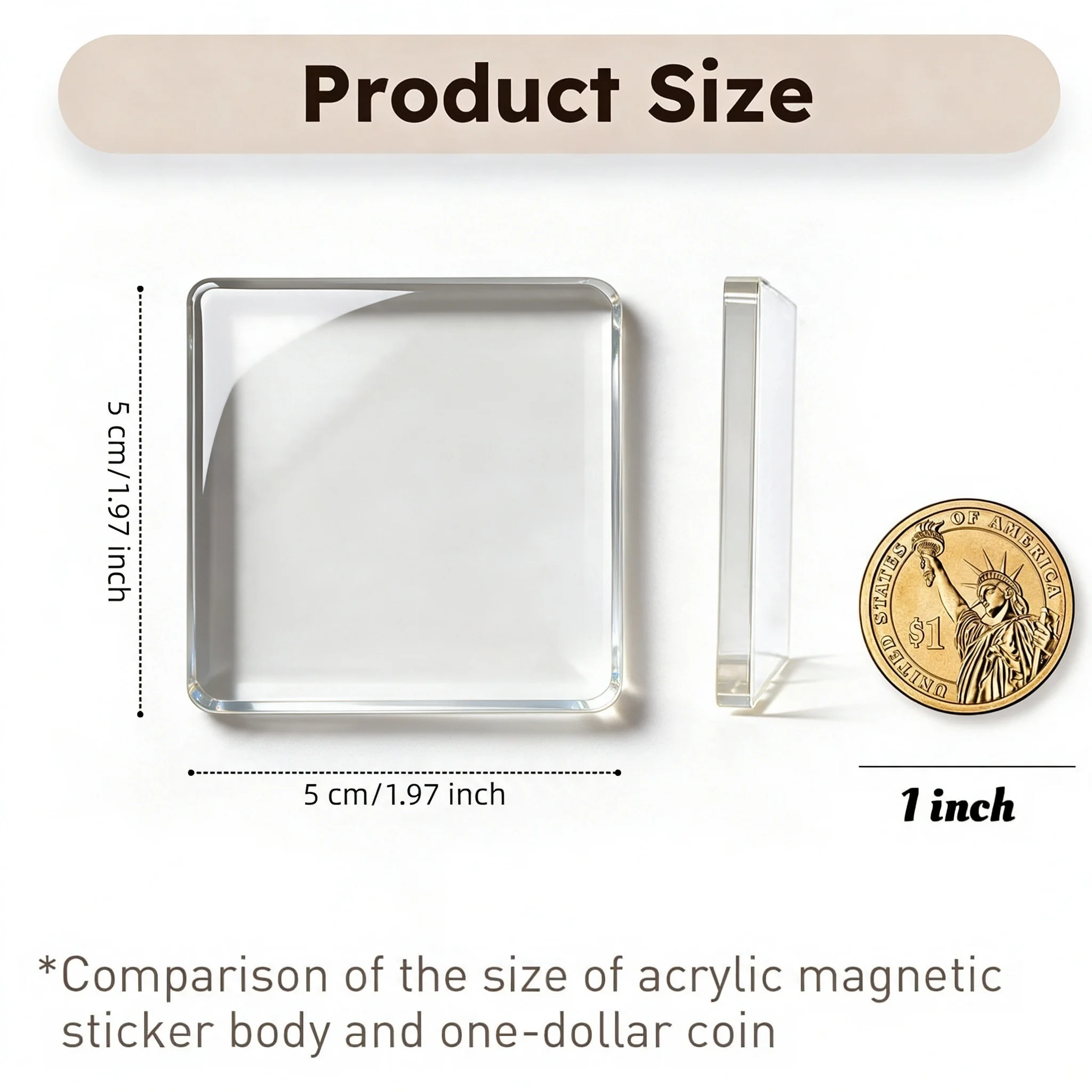 11PCS DIY Acrylic Fridge Magnets, 5cm Large Clear Acrylic Magnetic Stickers with Adhesive Magnetic Backing, Transparent Refriger