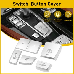 5Pcs Silver Handbrake Gear Shift Panel Side Switch P Button Cover For BMW 5 6 7 Series F10 GT F07 F06 F12 F13 X3 F25 X4 F26