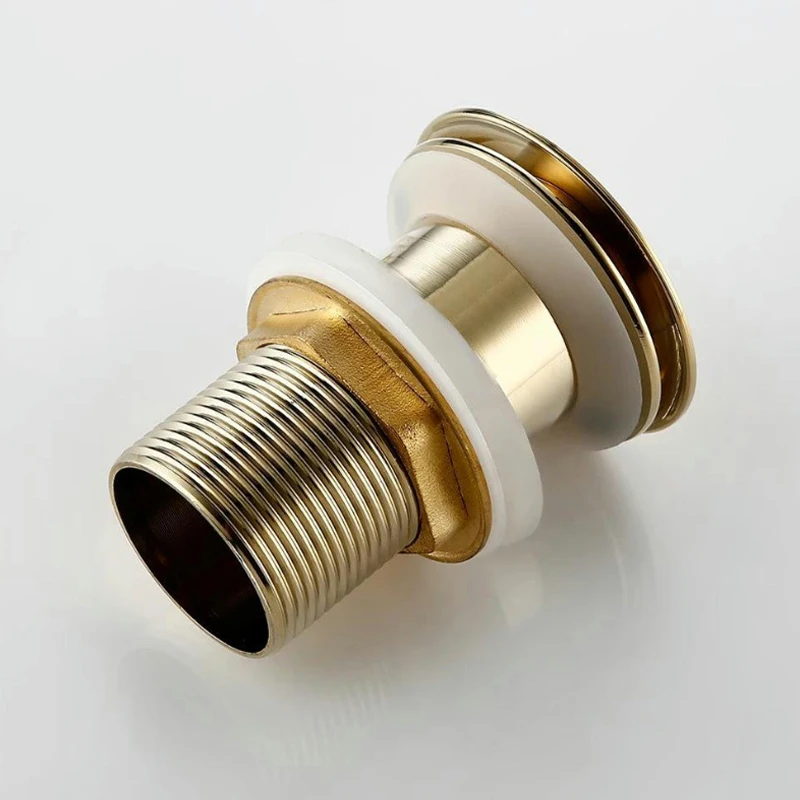 Brushed Gold Bathroom Pop Up Drain Stoppe Stainless Steel Bathroom Basin Sink Pop Up Drain With Overflow Waste Stopper