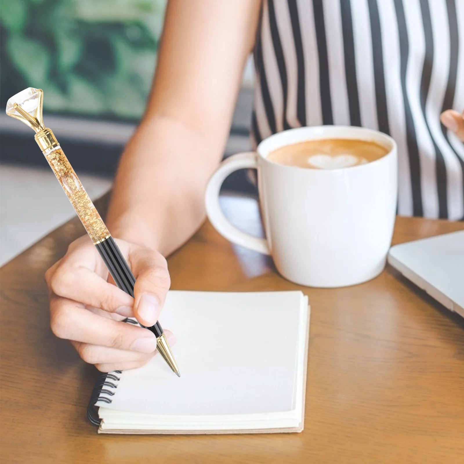 

5Pcs Metal Pen Ball Pens Crystal Diamond Adorned Smooth Writing Office School Roller Ball Golden Golden Silver Black