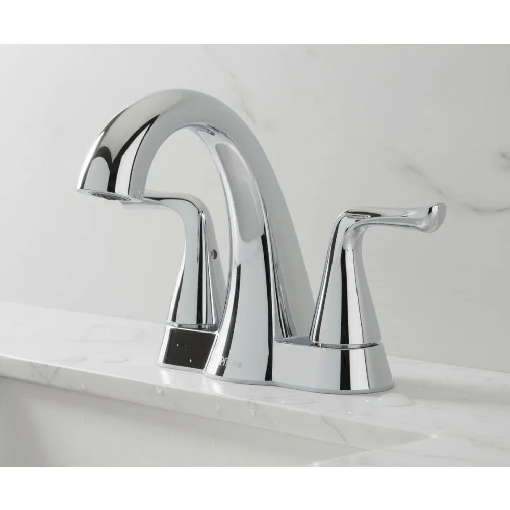 

4-Inch Centerset Bathroom Sink Faucet, 2-Handle Polished Chrome Finish, Quick Install No Tools Needed