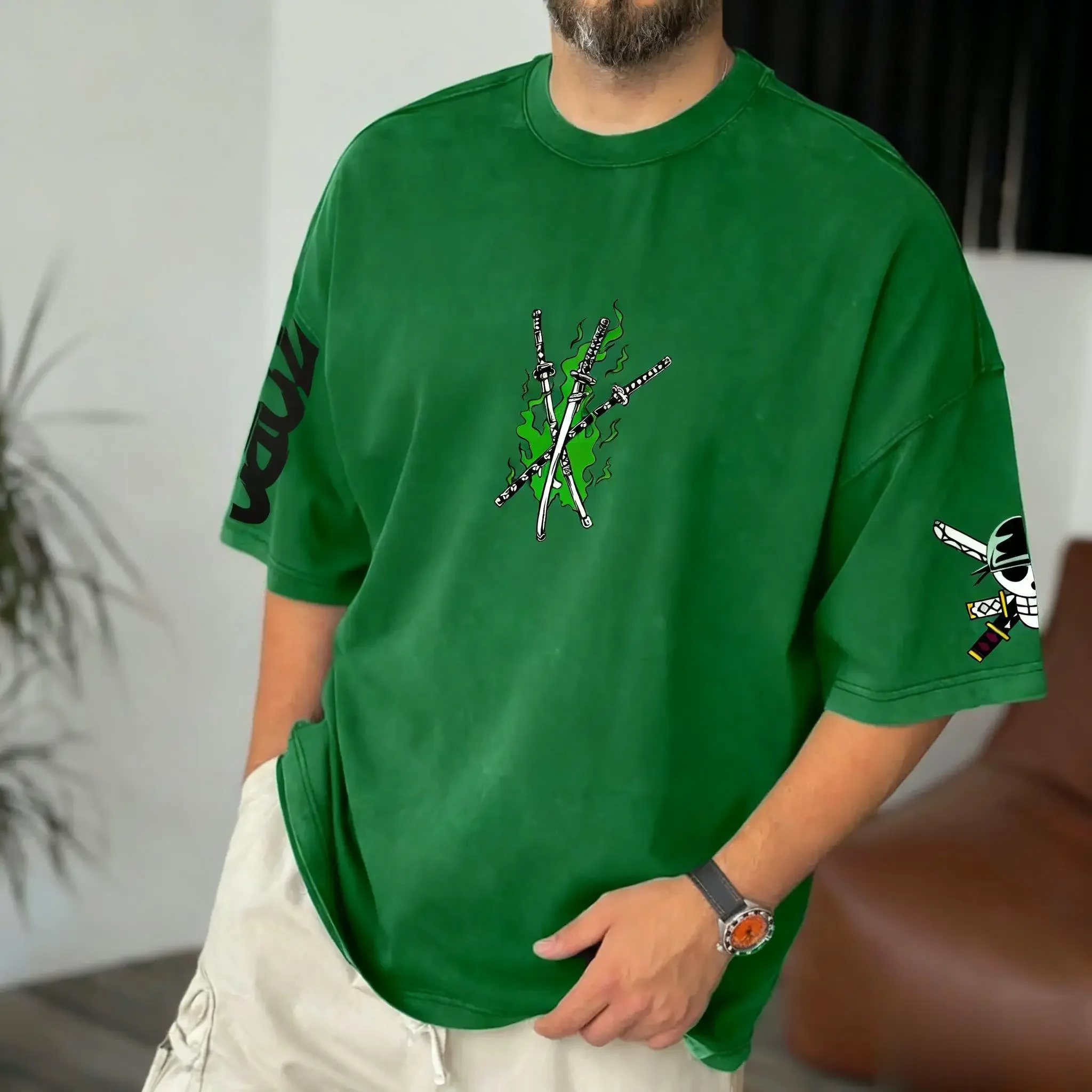 Été Y2k Anime une pièce Zoro graphique T-shirt hommes femmes surdimensionné décontracté à manches courtes t-shirts hauts Streetwear mode 2025 unisexe
