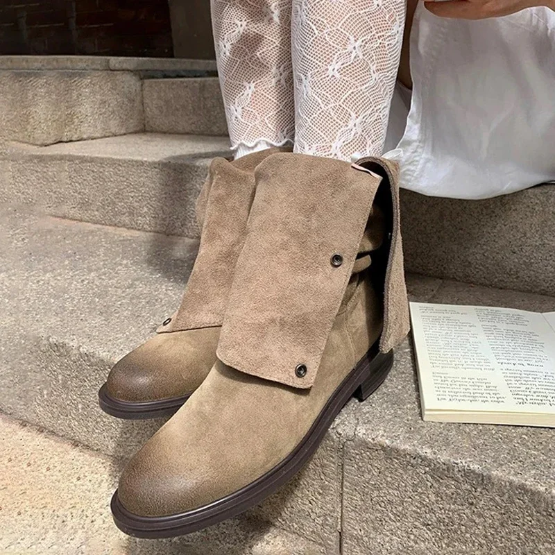 Eilyken النساء أحذية عالية في الركبة الخريف الشتاء الرجعية أشار تو ساحة منخفضة الكعب أحذية مصمم مشبك حزام الجوارب الطويلة