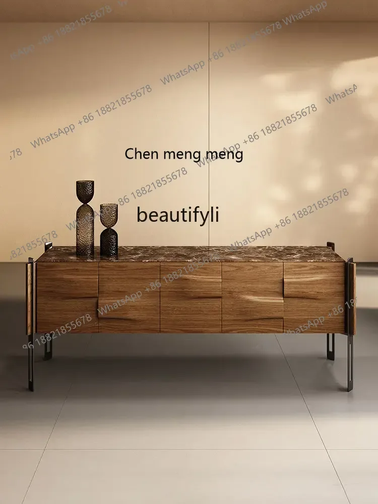 

E153 Italian Minimalist Solid Wood Entryway Cabinet Modern Simple Marble Sideboard Light Luxury Villa Living Room Storage Cabine