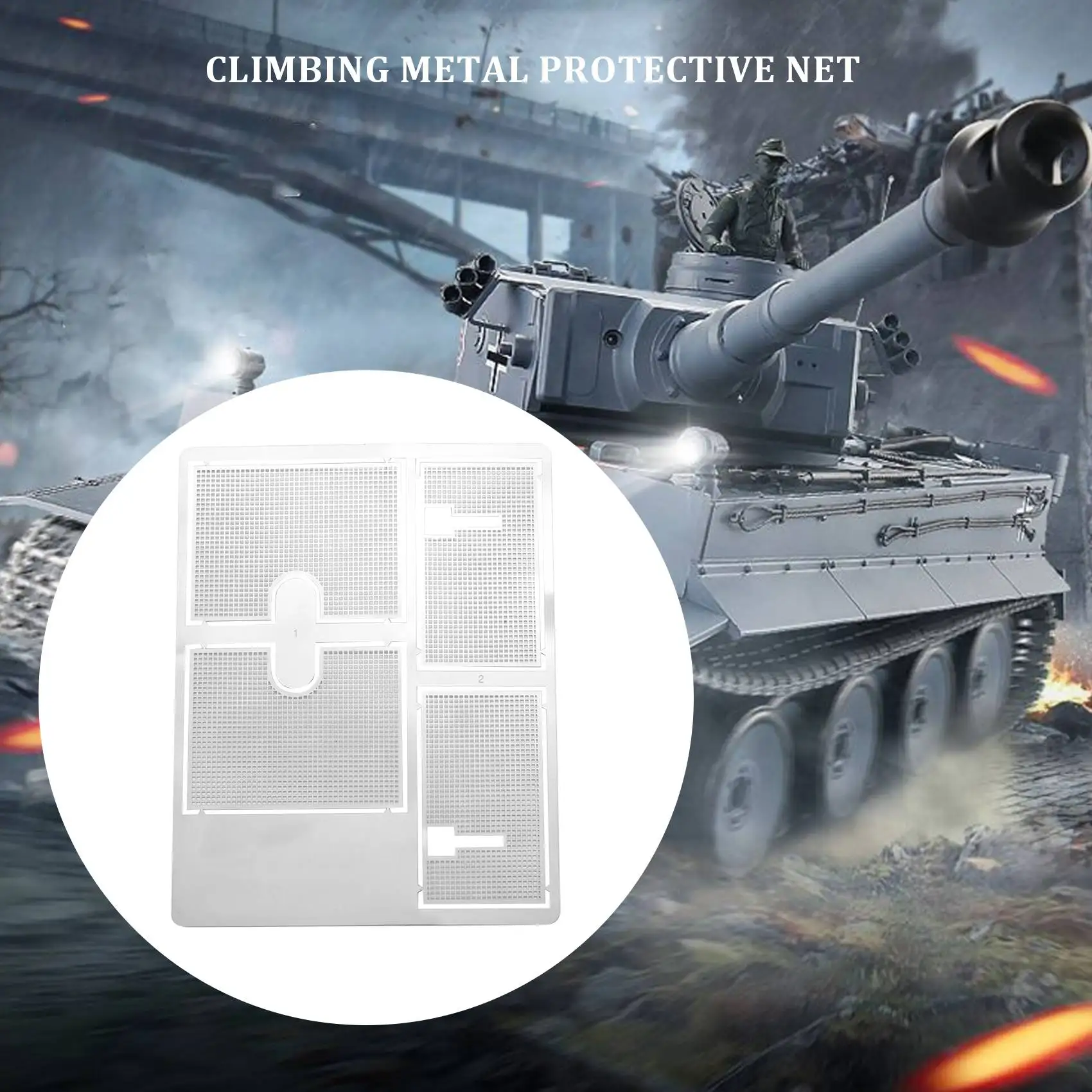 Red protectora de Metal decorativa, placa protectora de Metal blindado para 1/16 Heng Long German Tiger 3818 RC, piezas de mejora de tanque