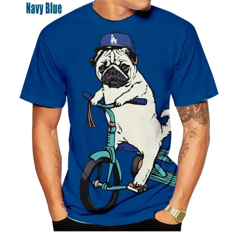 New Men\'s Cool T-Shirt Pug Dog Pattern 3D Printed Short-sleeved Shirt Fashionable Casual Fun T Shirts Tops Animal Dog TShirts