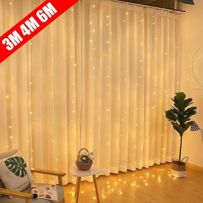 Curtain Lights USB Remote Control 8 Lighting Modes Fairy Lights String Wedding Party Window Garden Home Decoration Lamp String