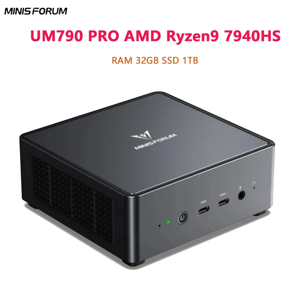 

Мини-ПК MINISFORUM UM790 Pro игровой, AMD Ryzen9 7940HS Windows 11 DDR5 5600 МГц USB4 WiFi6E