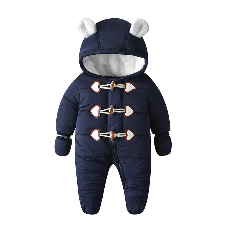 IYEAL Baby Winter Rompers For Newborn Girl Boy Clothes Toddler Baby Jumpsuit Overalls Horn Button Warm Outerwear Infant Clothing