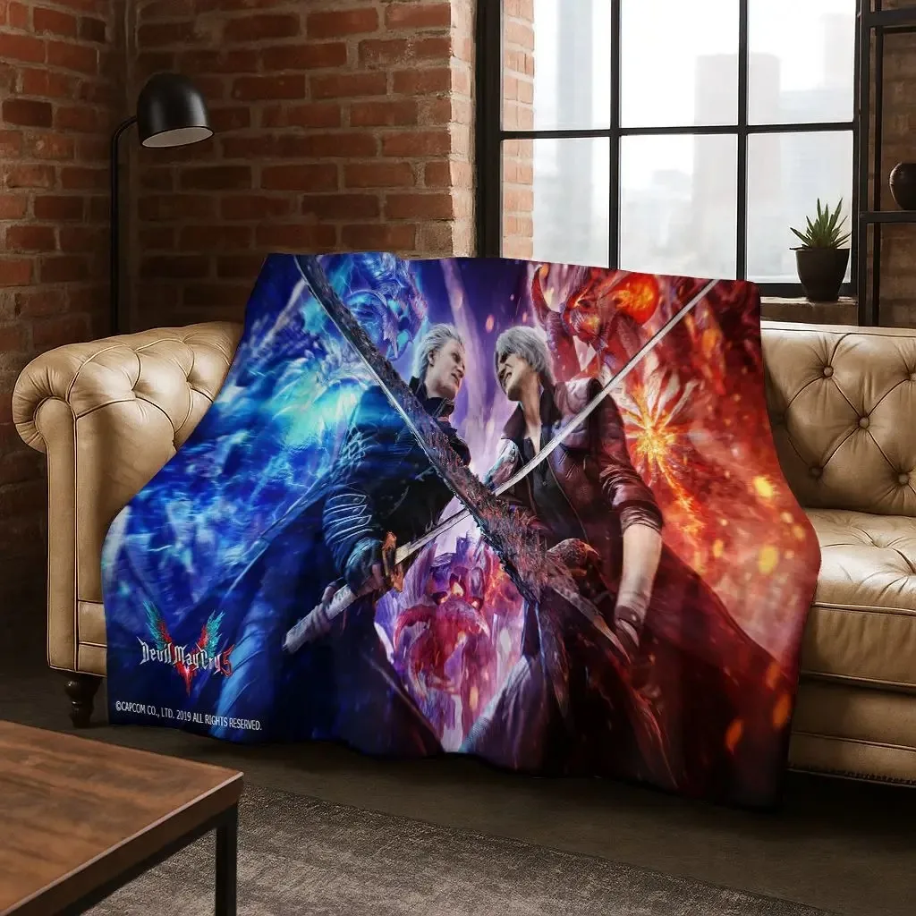 D-Devil May Cry DMC Games Vergil Dante Flannel Blanket,Warm and Cozy Soft Throw Blanket for Home Bedroom Bed Sofa Kid Gift
